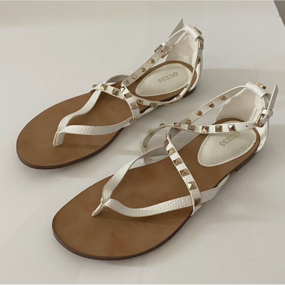 Guess Women's Sandals GWNIZANA Flat White Size 9.5 M - Picture 4 of 9